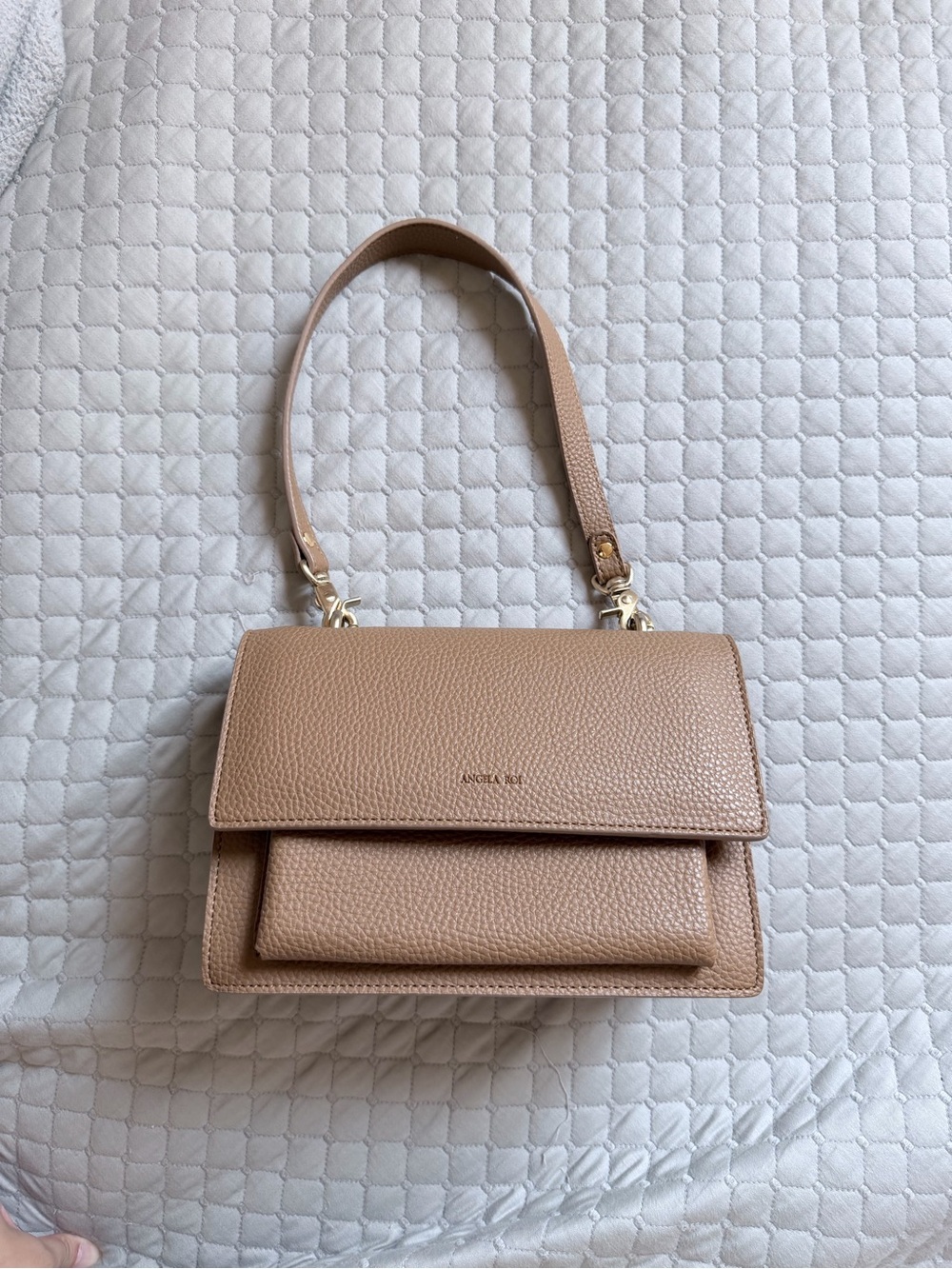 Angela Roi Eloise Satchel Pebbled Shoulder Bag in Light Brown